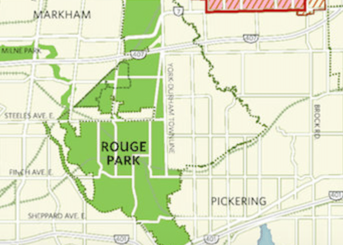 Map of Rouge National Park. Greenbelt Rouge Urban Park.