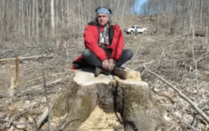 Mohawk Elder Danny Beaton: the scale of the original maples at Waverley Uplands, Apr 2015. Page: Victor Doyle Greenbelt Planner.