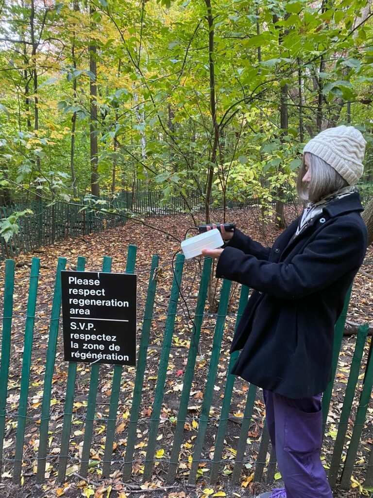 Sierra Club Ontario, Breathe Easy program volunteer taking an air quality reading