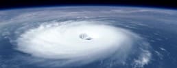 Hurricane over the Atlantic Ocean. Page: Climate Change Myths.