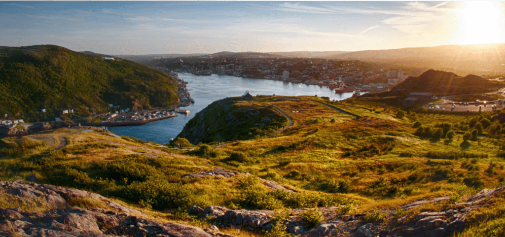 The sun shining on St. John’s harbour, in Newfoundland and Labrador