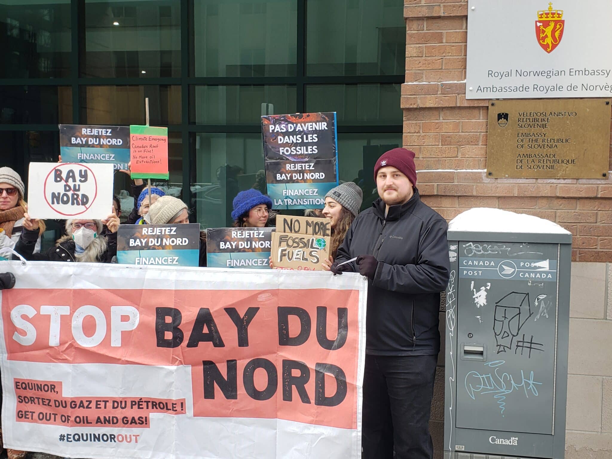 Protest Outside of the Norwegian Embassy in Ottawa Against Bay du Nord