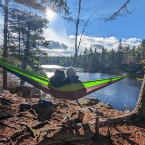 Image From Our Wild Child Program of Two Kids Watching a Lake. Contact - Sierra Club Canada. Page: Saving Kids in Nature 