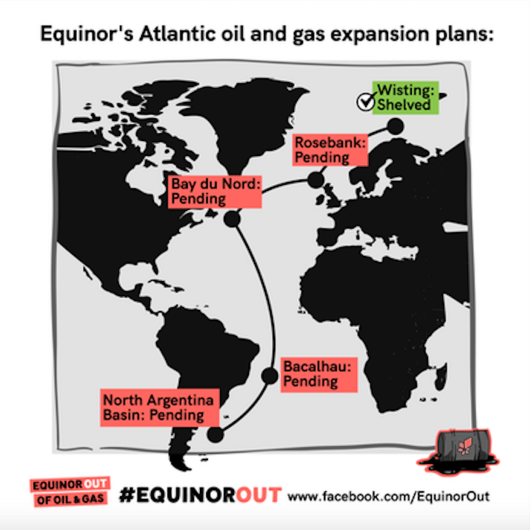 Map of Equinor Out of Oil and Gas Alliance.