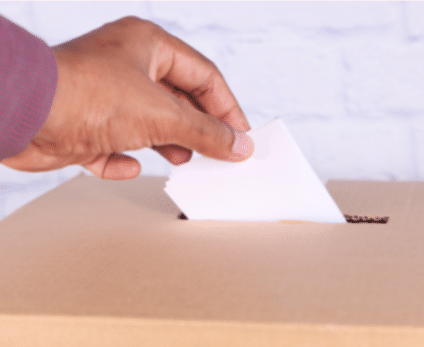 A person voting