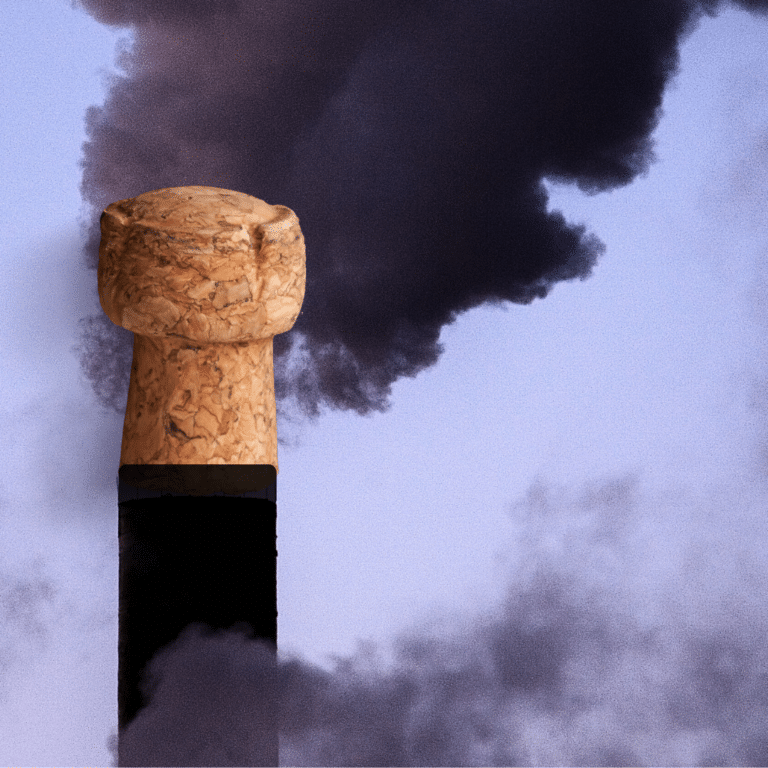 A cork caps emissions from a smokestack