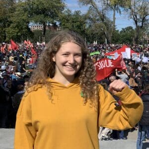 Photo of Shirley Barnea of Sierra Club Canada at a protest
