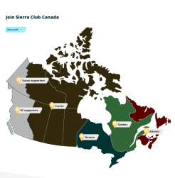 Map of where Sierra Club Canada works from our new website