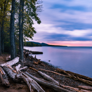 Page Line 5 Bad River, picture of Lake Superior at twilight