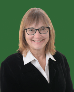 Don't Let Canada Burn Page Photo, picture of Louise Comeau on a green background 