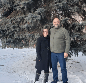 Renewable energy Were Bringing Jobs Back to the U.S., 'Drill Baby Drill' Will Not - with Ben Jealous photo of Gretchen Fitzgerald and Ben Jealous next to a tree in Montreal