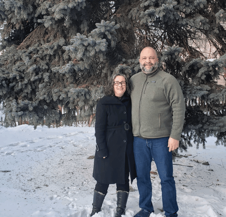 Renewable Energy Was Bringing Jobs Back to the U.S., 'Drill Baby Drill' Will Not - with Ben Jealous photo of Gretchen Fitzgerald and Ben Jealous next to a tree in Montreal