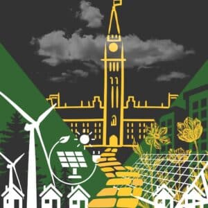 From the page community drive transition renewables - graphic of renewable communities on wither side of parliament.