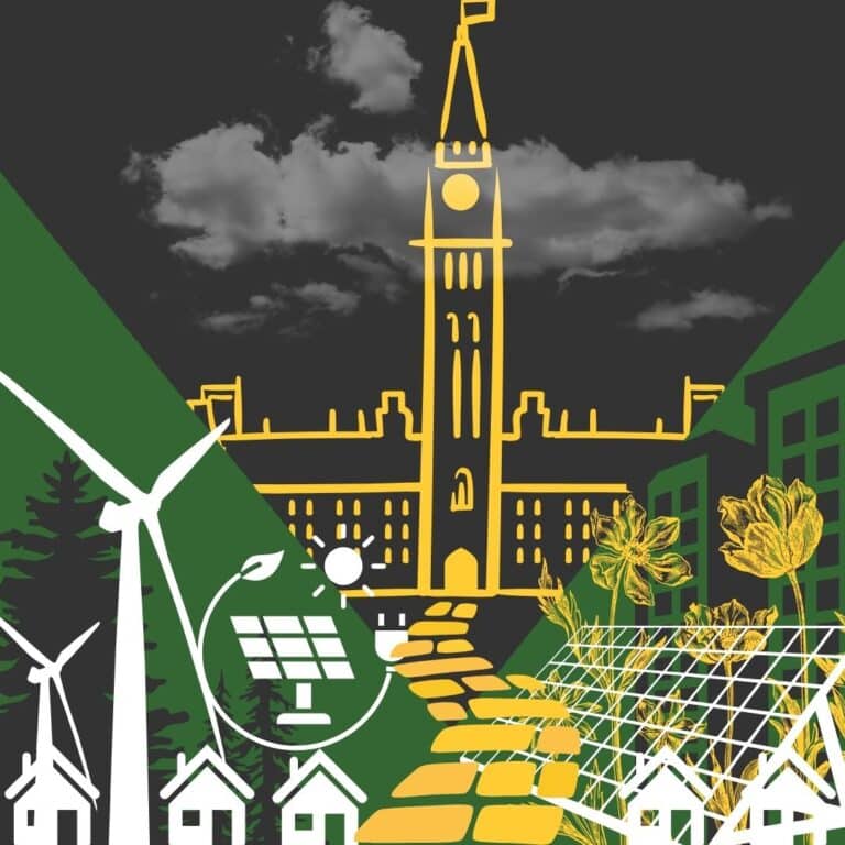 From the page community drive transition renewables - graphic of renewable communities on wither side of parliament.