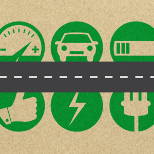 Canada Electric Vehicles Facts page image of EV symbols and a road