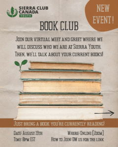 Graphic for the Youth book club. Contains information written below