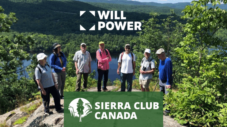 Image of Sierra Club Canada Hiking Heroes at Top of Mont Cascades with Gatineau River Below and Gatineau Hills Behind (July 15, 2022) Page Will Power Sierra Club Canada